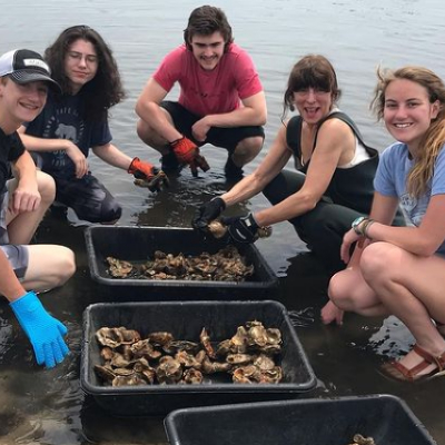 children helping at a reclam the bay event